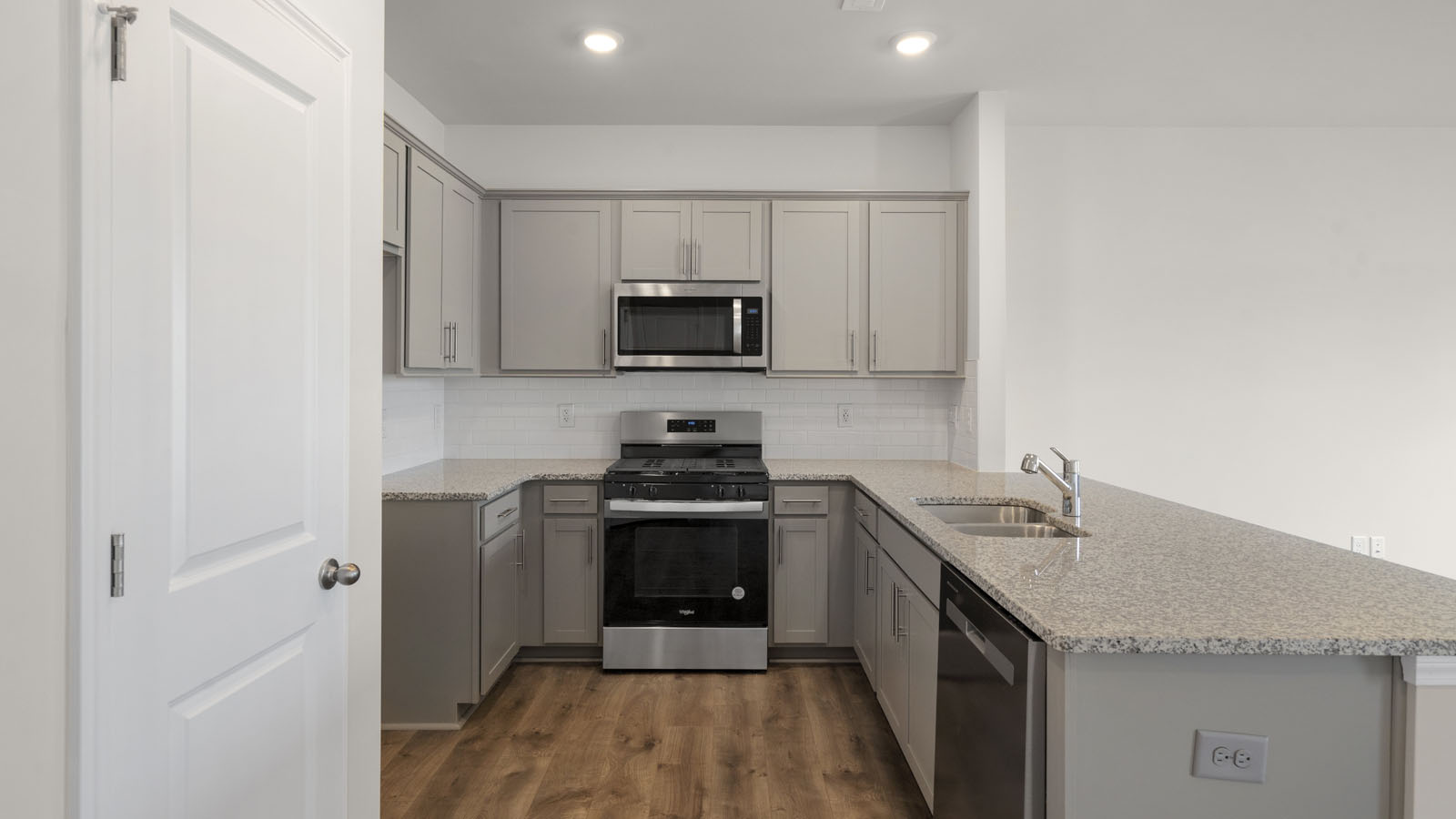 Kitchen with grey cabinets
