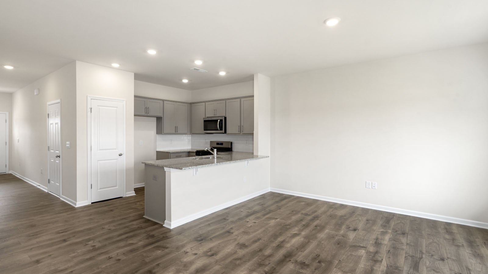 Living area with revwood flooring