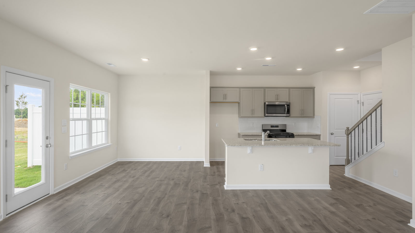 Living area with revwood flooring