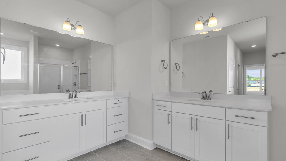 bathroom with quartz countertops
