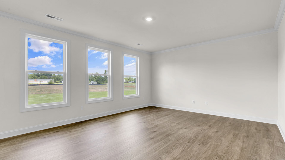 living room with revwood flooring