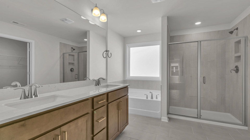 bathroom with quartz countertops