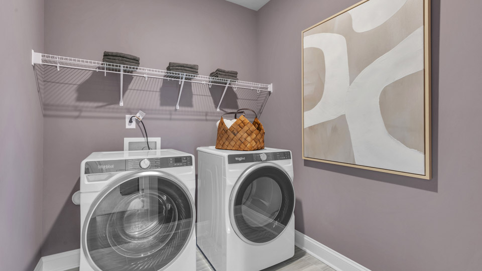 laundry room with wire shelving
