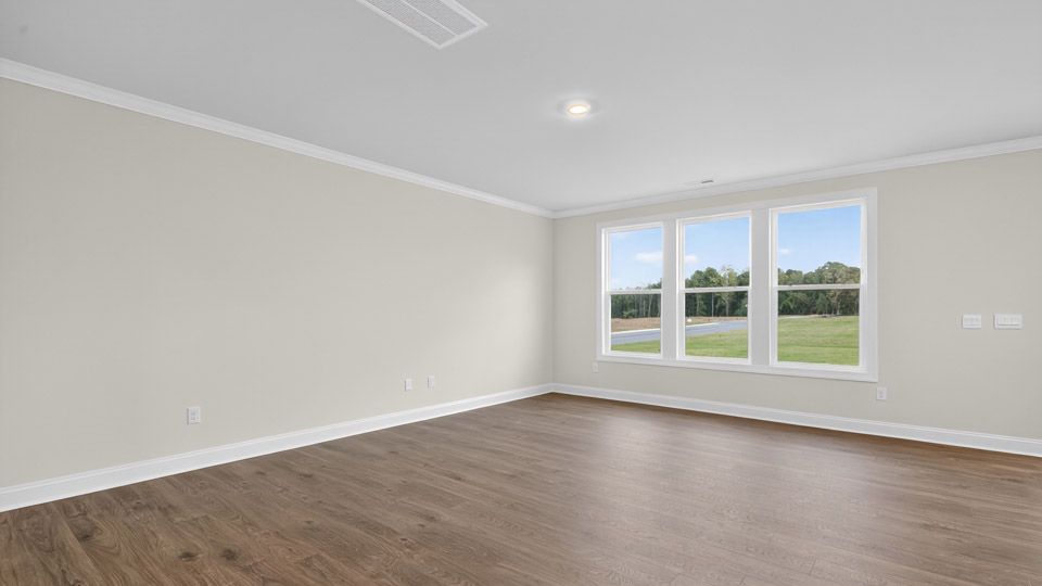 living room with revwood flooring