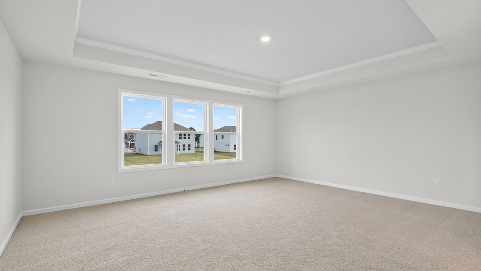 bedroom with tray ceiling