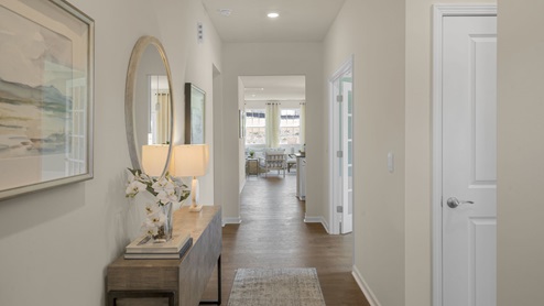 Foyer with revwood flooring