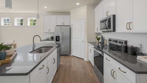 Kitchen with stainless steel appliances and granite countertops