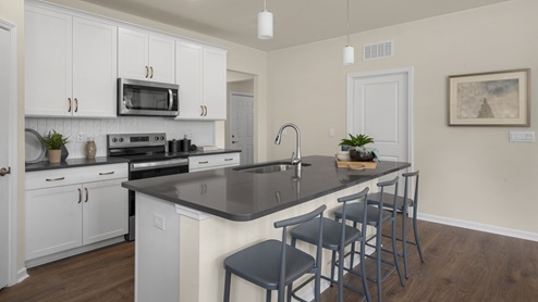 Kitchen with stainless steel appliances and granite countertops