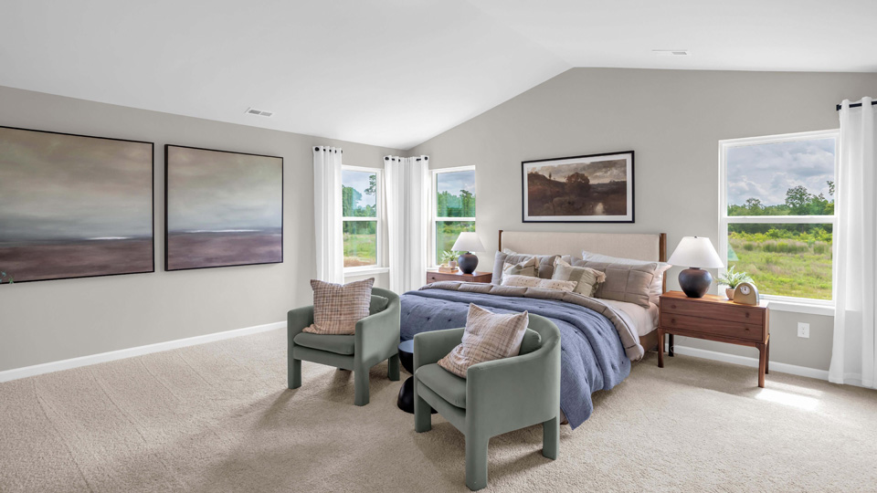 bedroom with natural lighting and carpet flooring