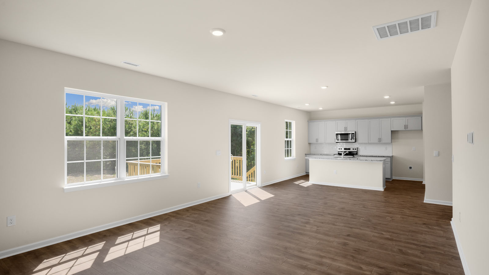 Living area with revwood flooring