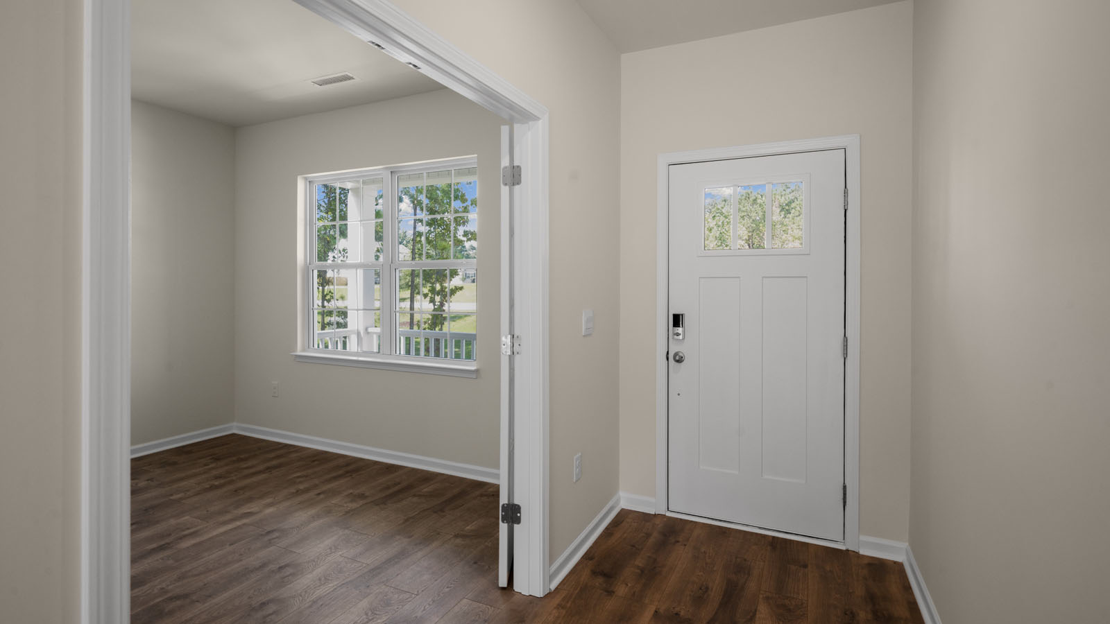 Foyer area with revwood flooring