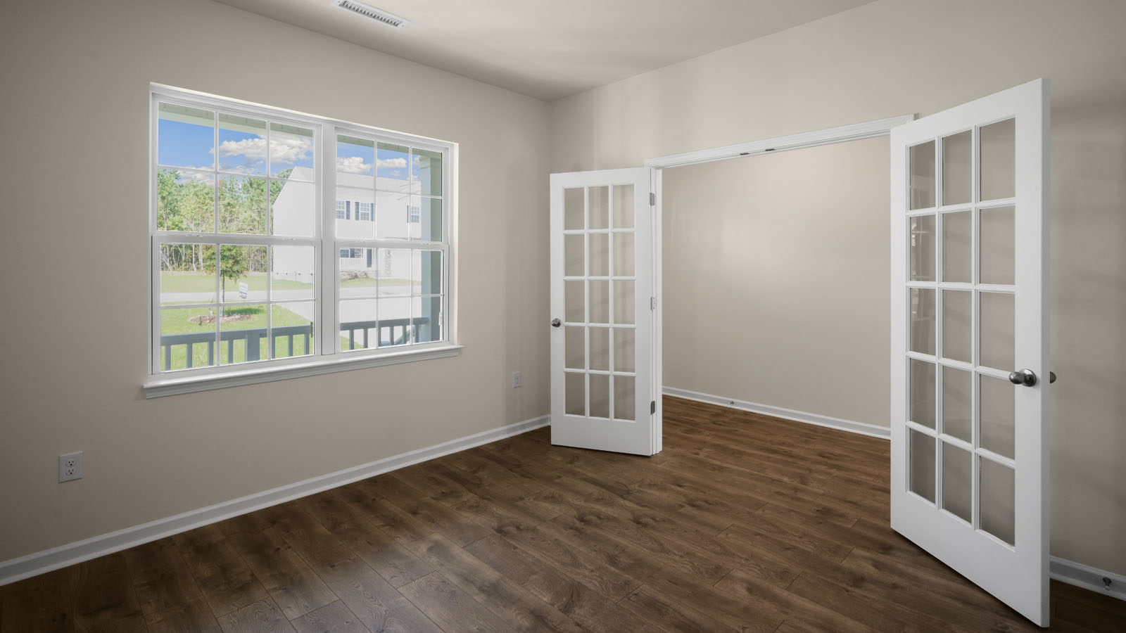 Flex room with french doors
