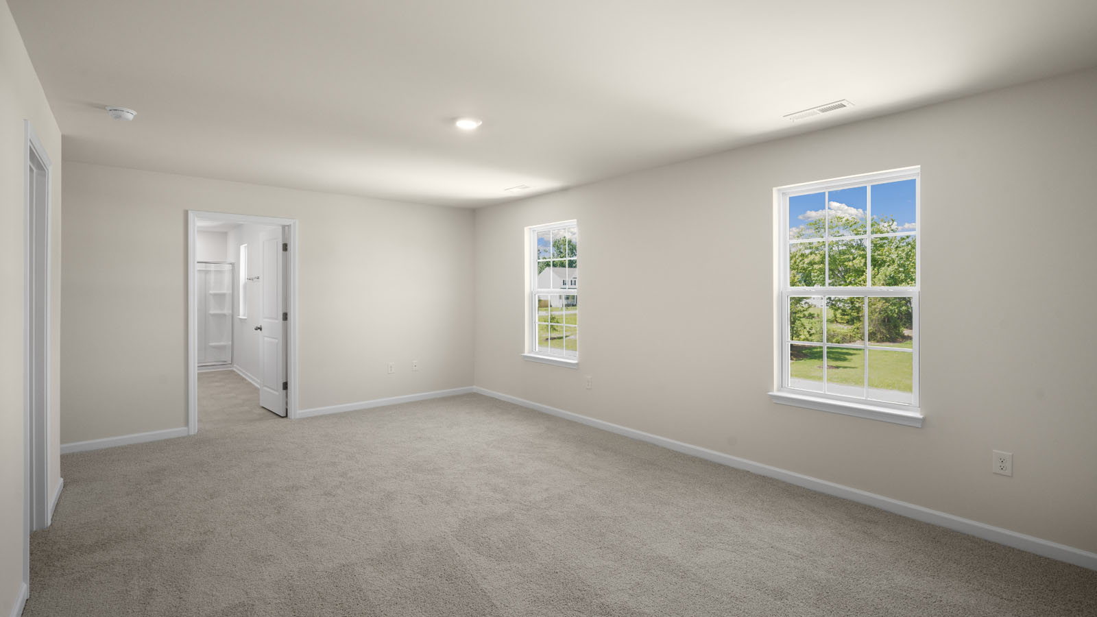 Bedroom with carpet flooring