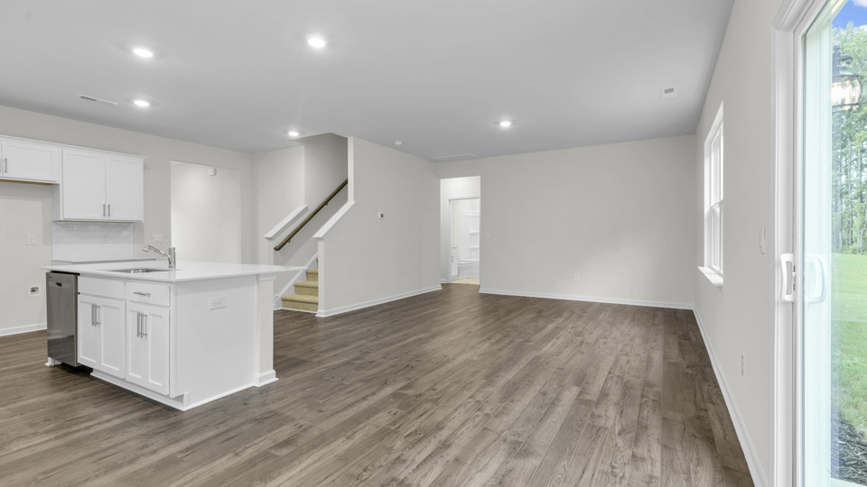 Living area with revwood flooring