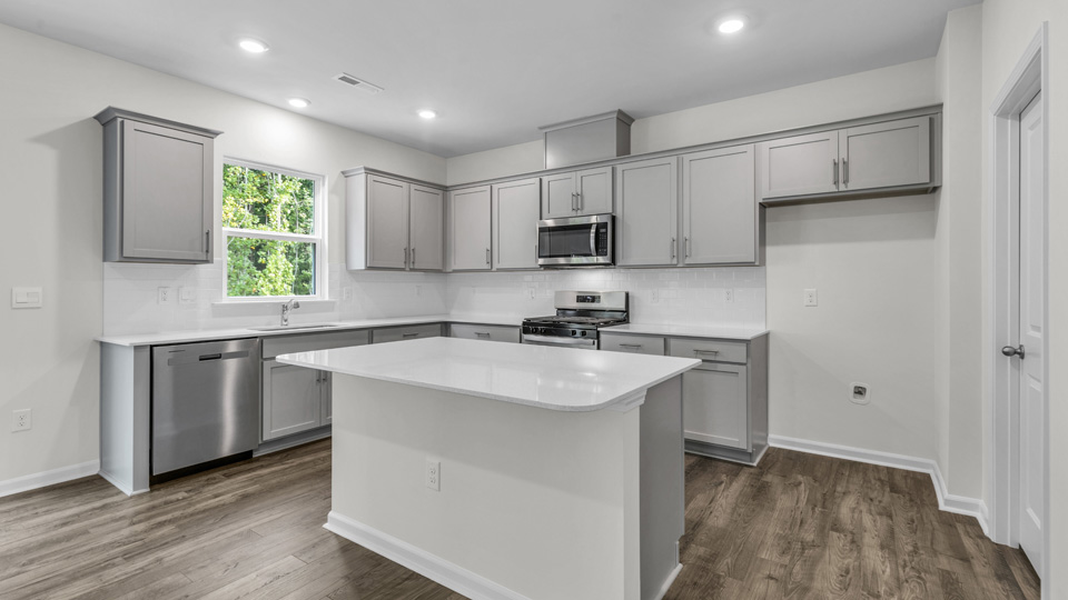 Kitchen with grey cabinets