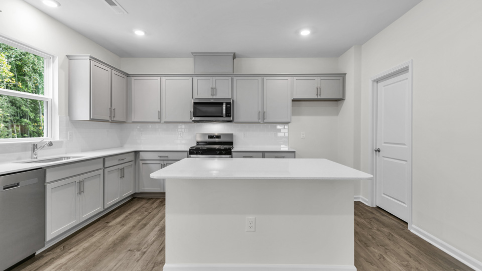 Kitchen with grey cabinets