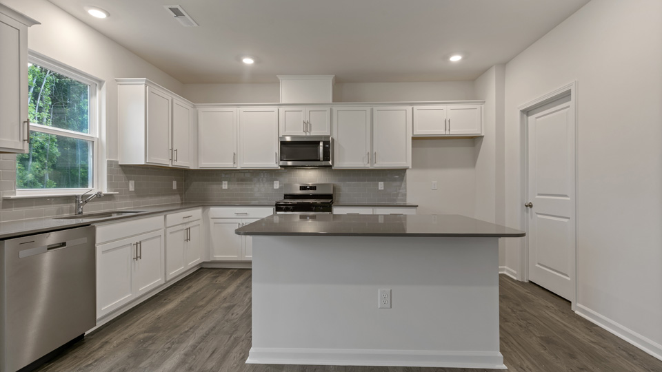 Kitchen with white cabinets