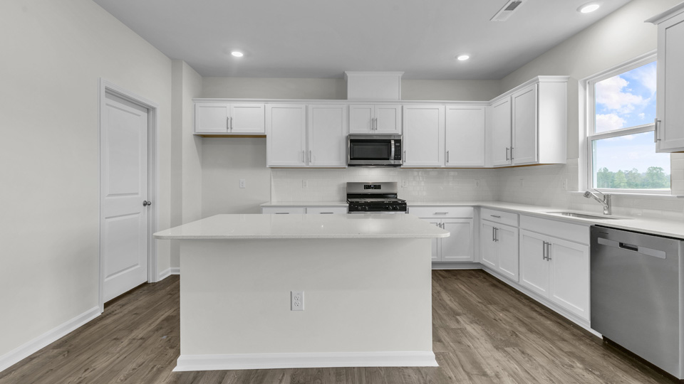 Kitchen with white cabinets