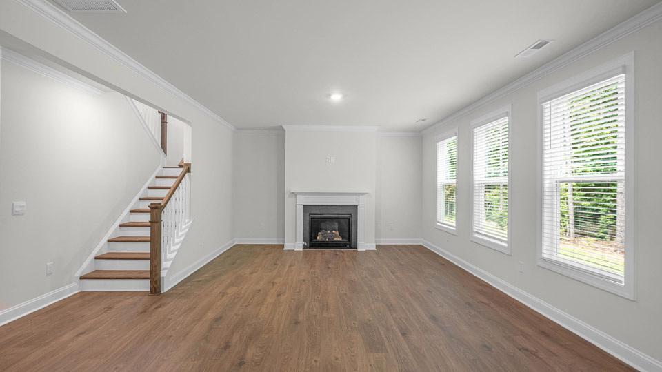 Living area with revwood flooring