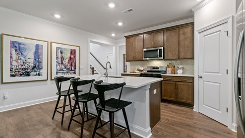 kitchen with quartz countertops and island