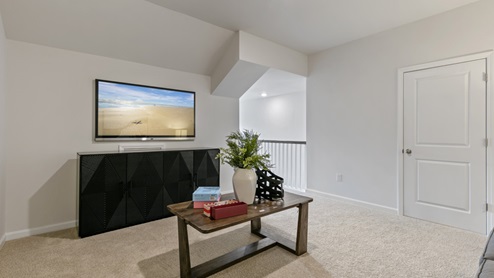 upstairs loft area with carpet flooring