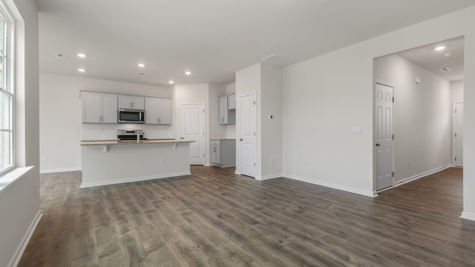Living area with revwood flooring
