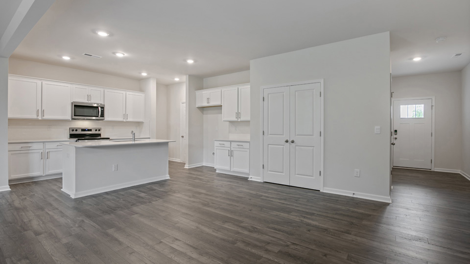 Living area with revwood flooring