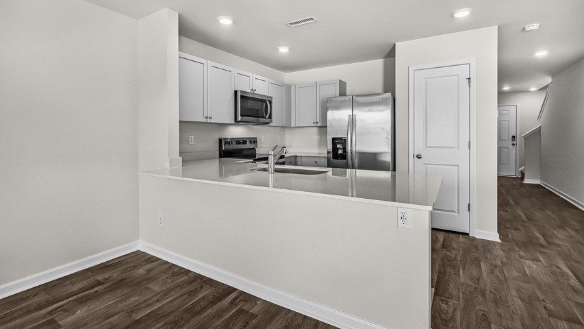 Living area with revwood flooring