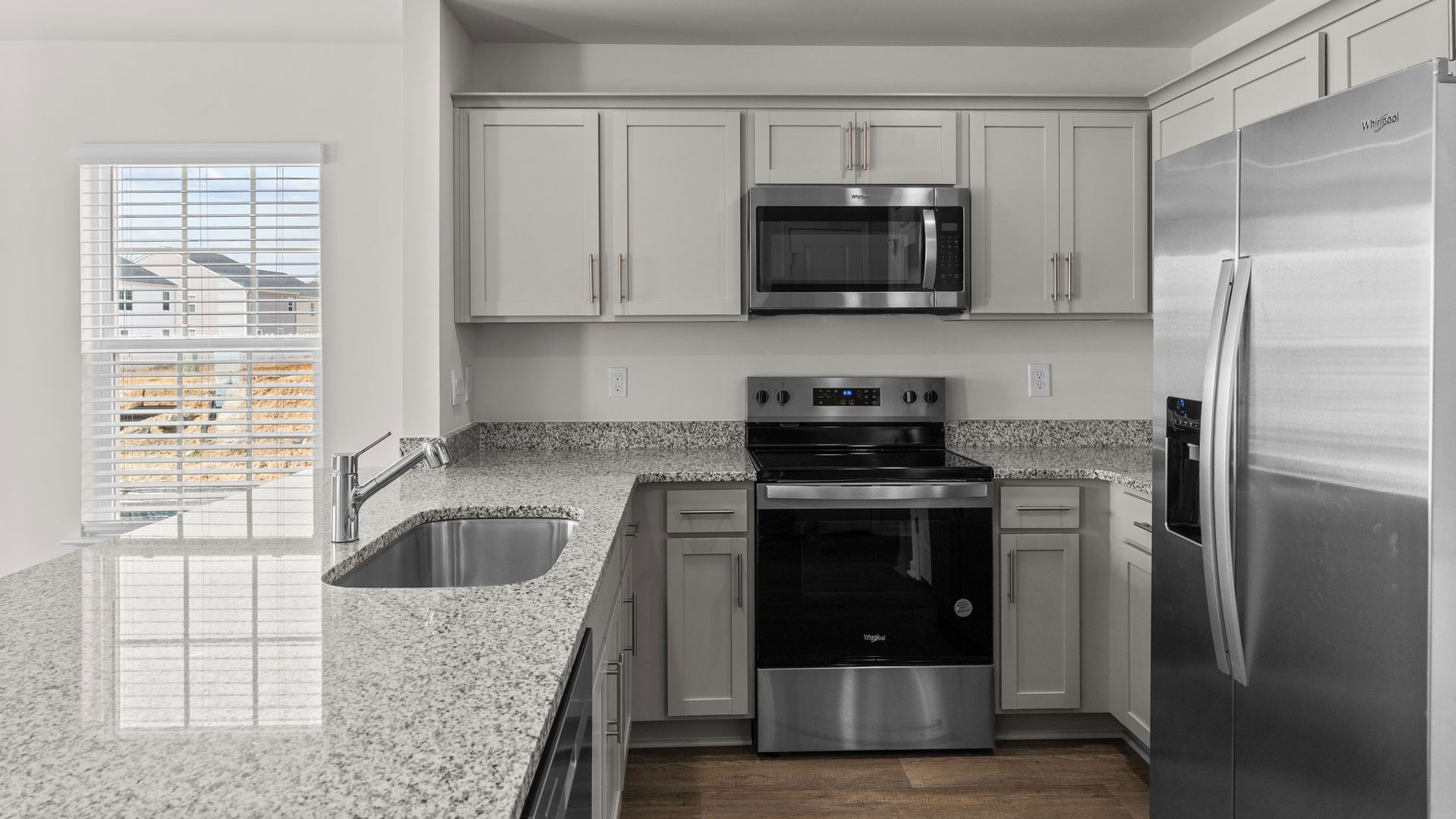 Kitchen with stainless steel appliances