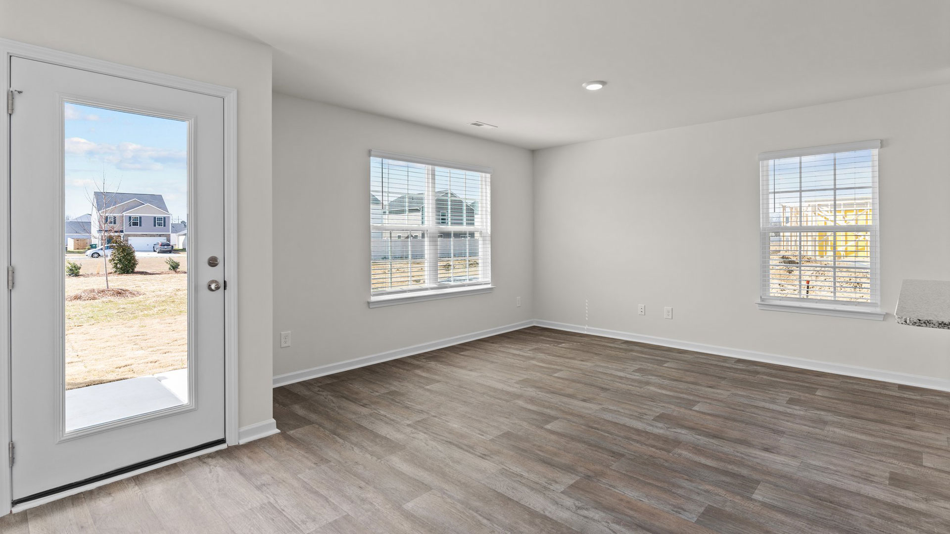 Living area with revwood flooring