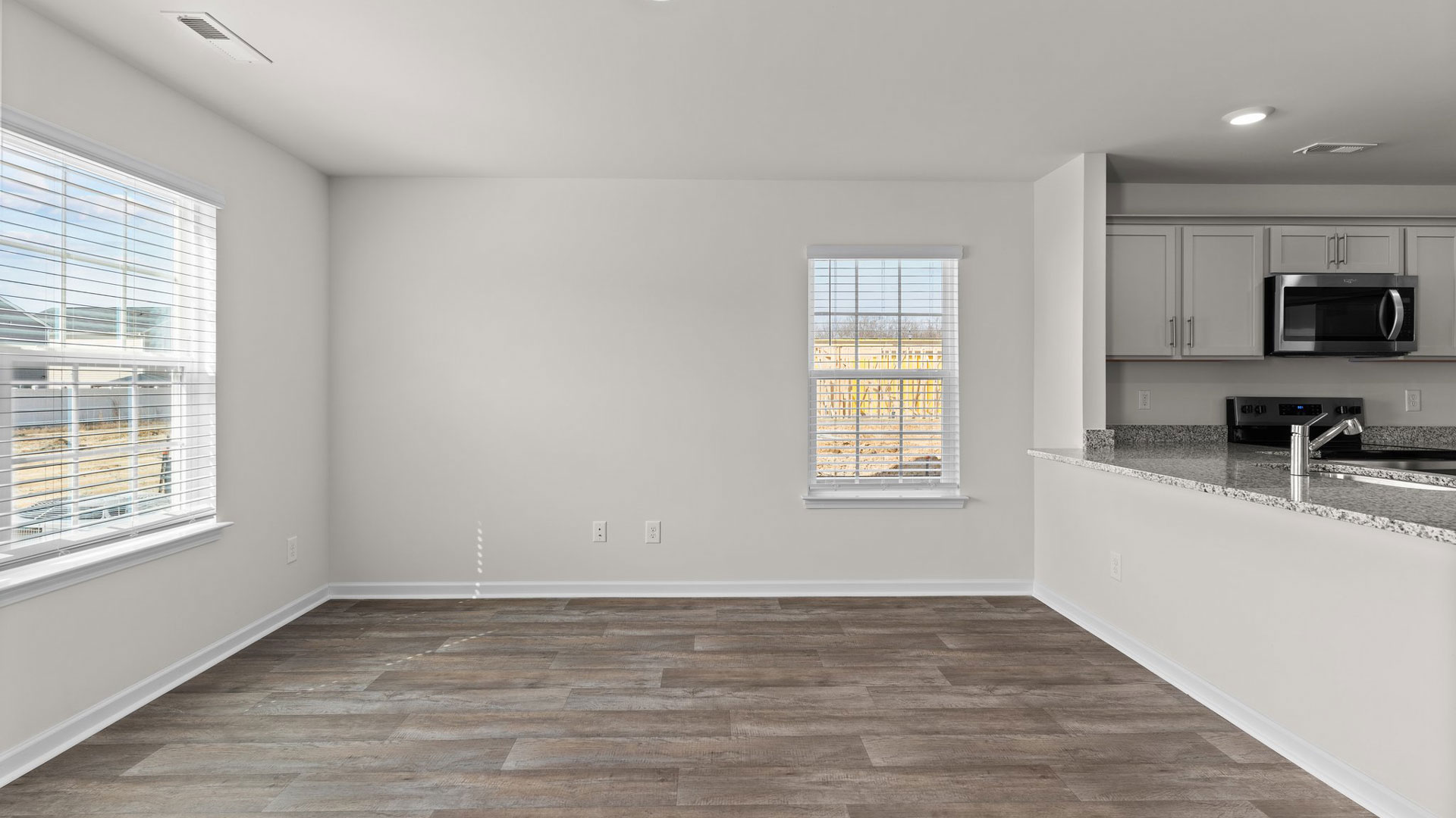 Living area with revwood flooring