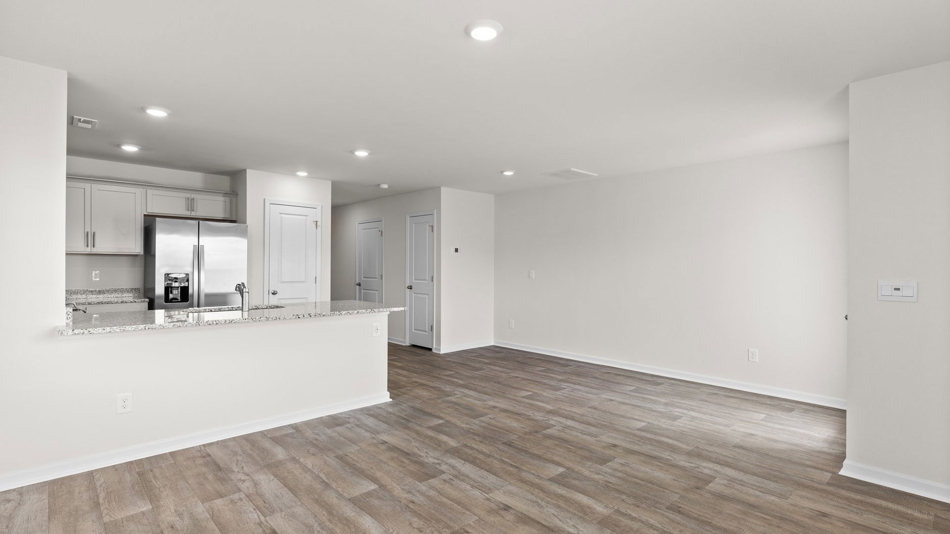 Living area with revwood flooring