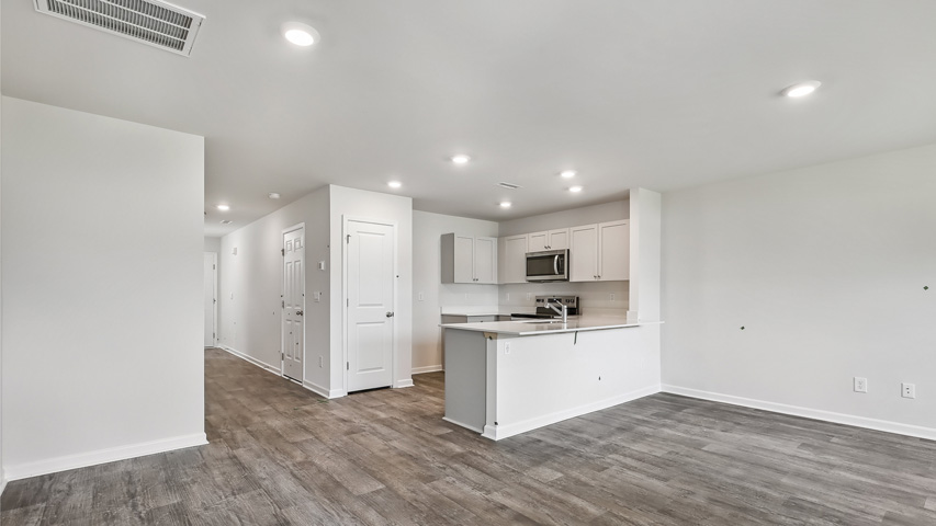 Living area with revwood flooring