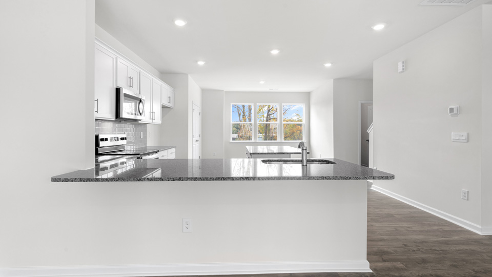 Kitchen with white cabinets