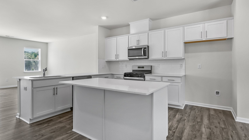 Kitchen with white cabinets