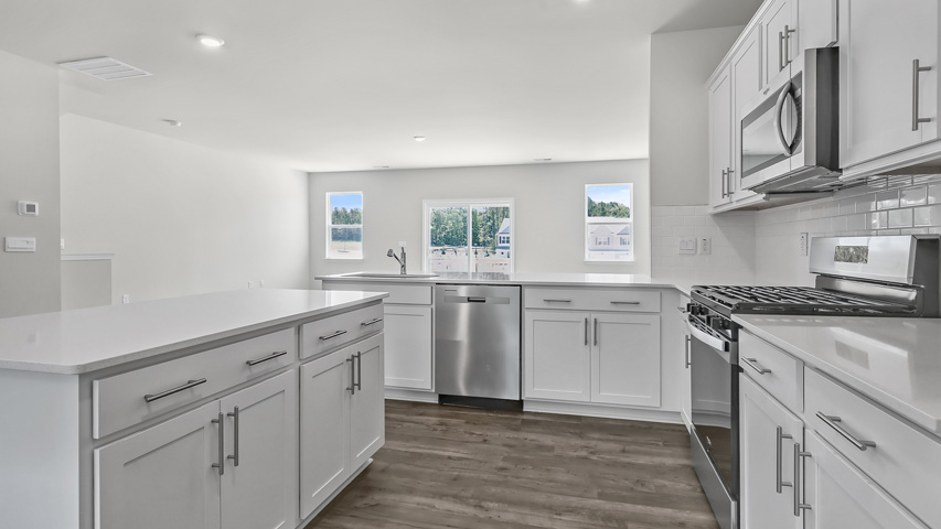Kitchen with white cabinets