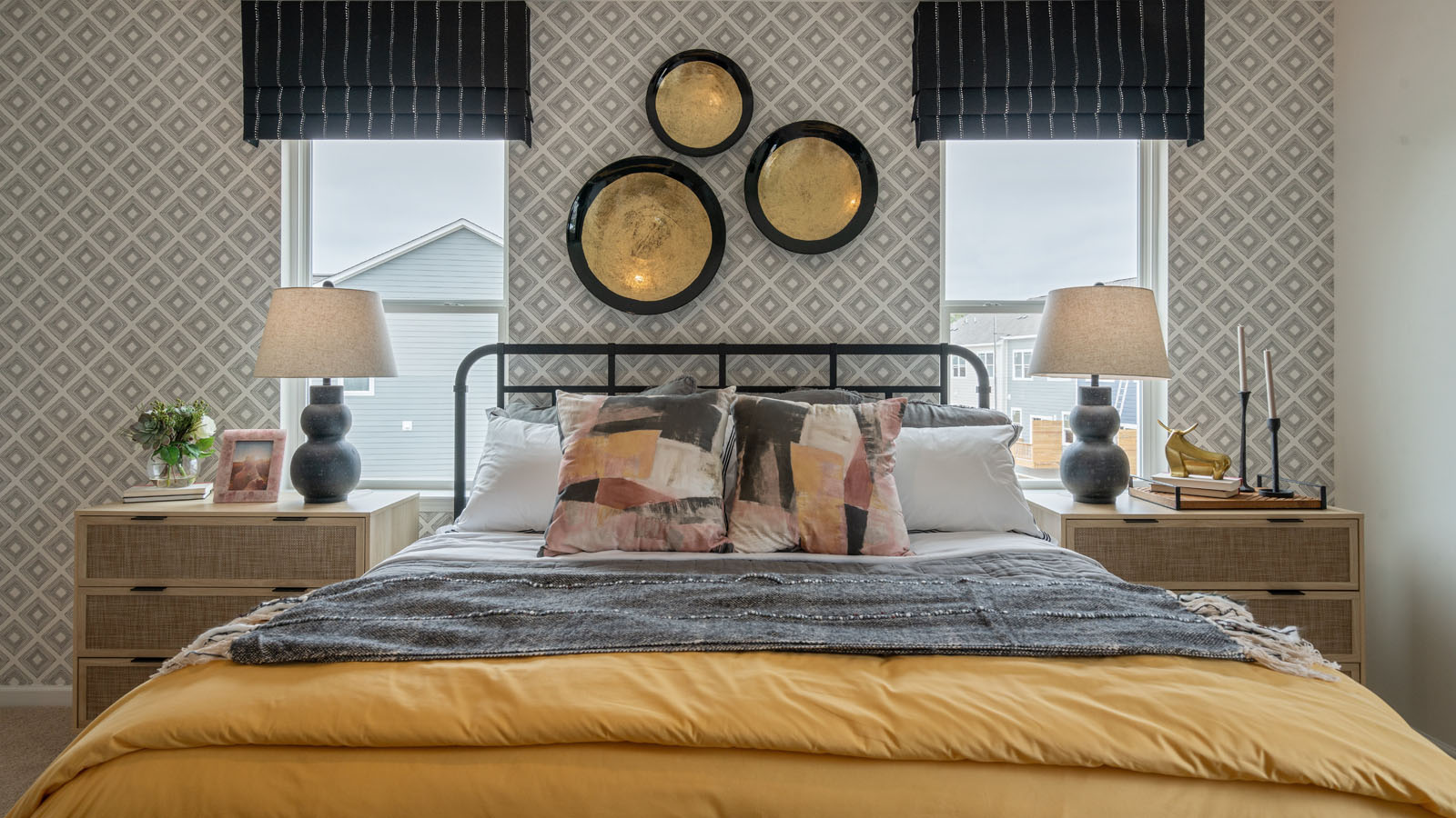 Bedroom with natural lighting and carpet flooring