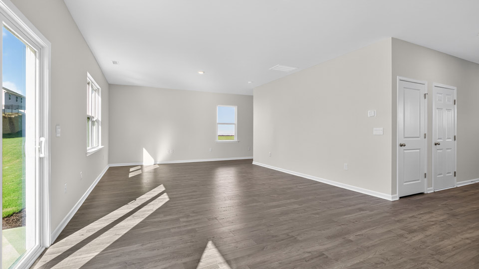 living room with revwood flooring