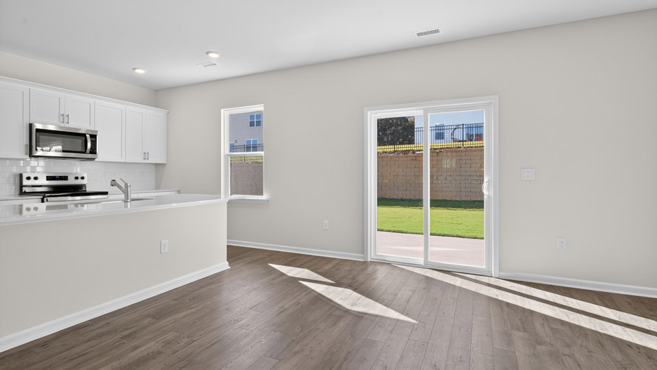 kitchen and sliding glass doors to back patio