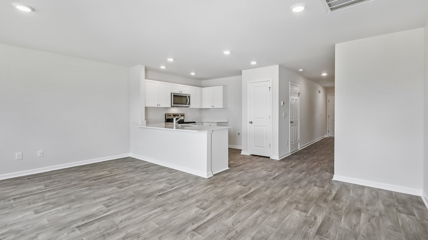 Living area with revwood flooring
