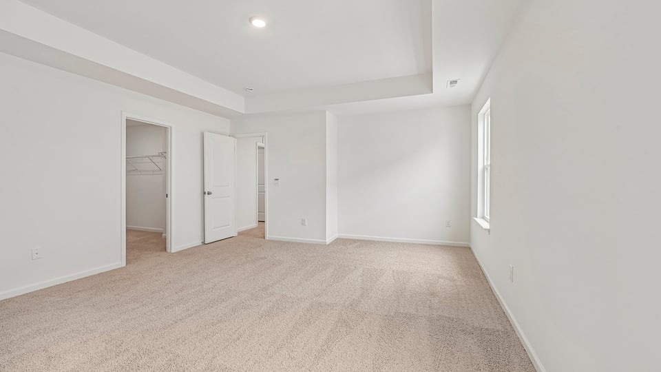 primary bedroom with tray ceiling