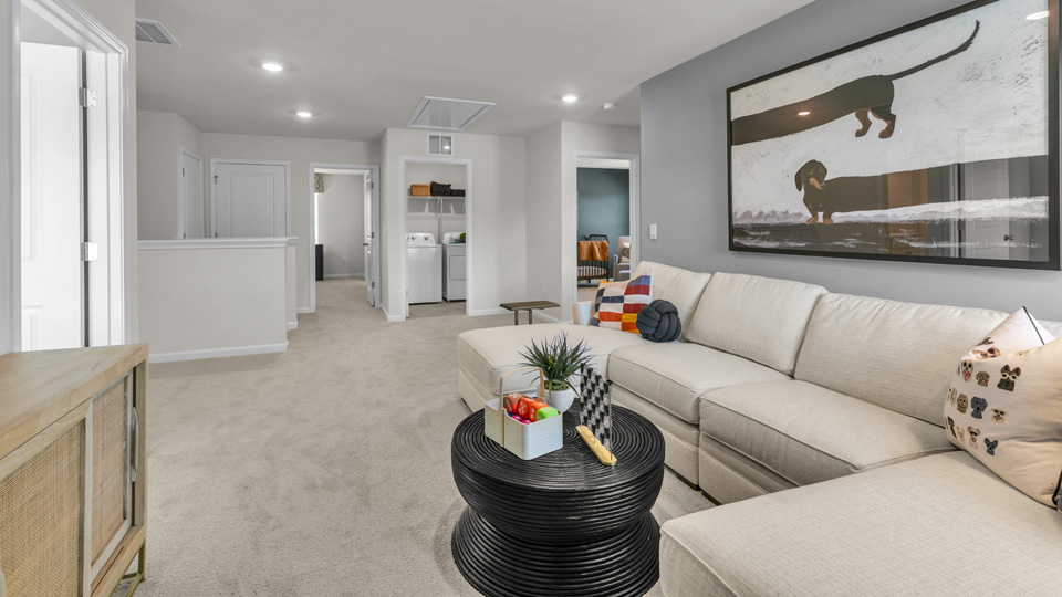 loft with carpet flooring