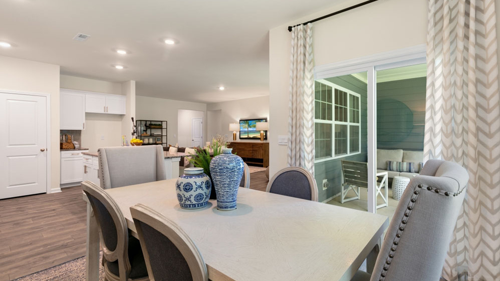 Dining area with sliding glass doorsq