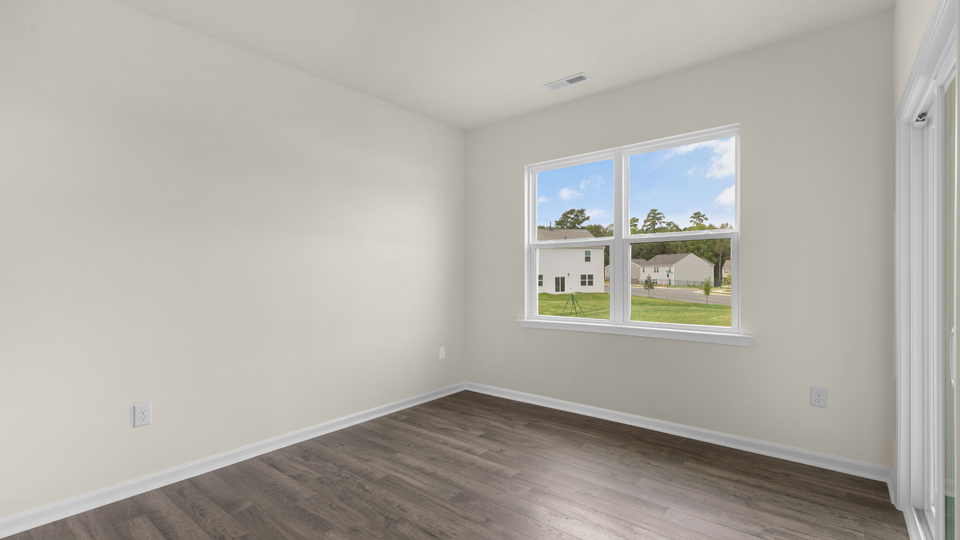 flex room with large windows, french doors