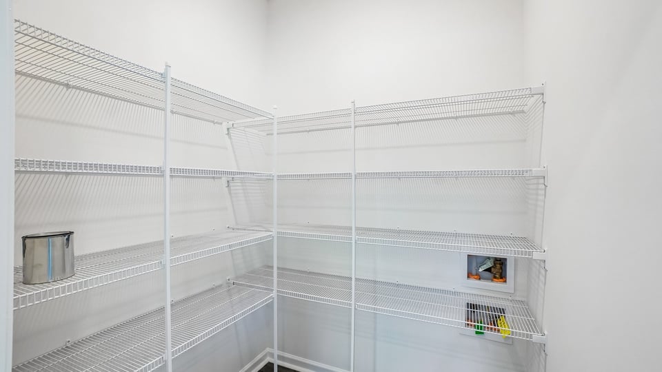 pantry with wire shelving
