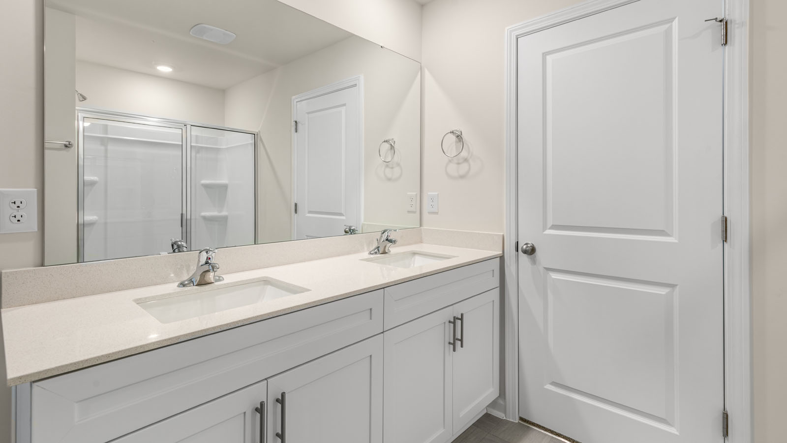 Bathroom with white cabinets