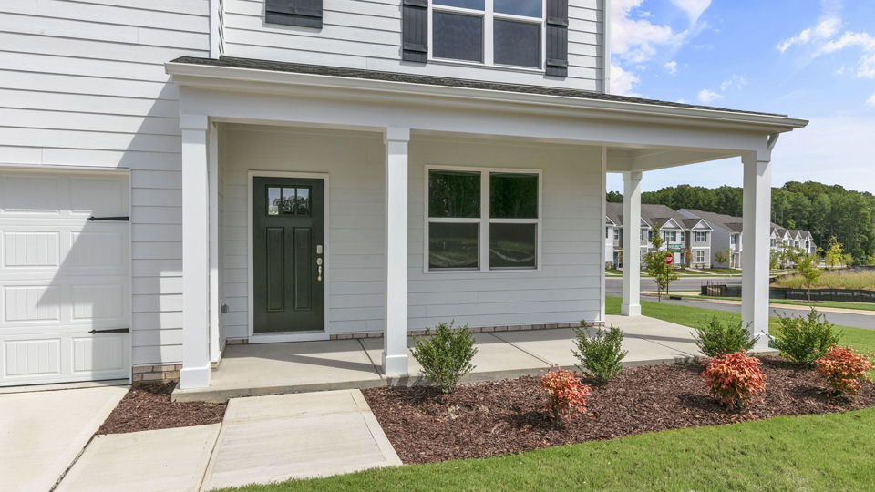 front door with extended porch