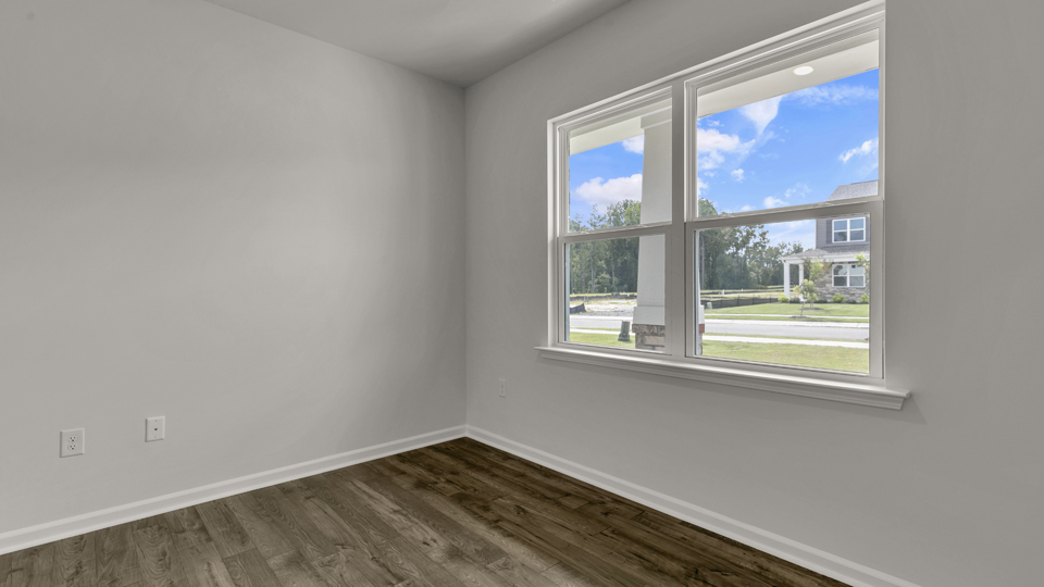 flex room with large windows, french doors