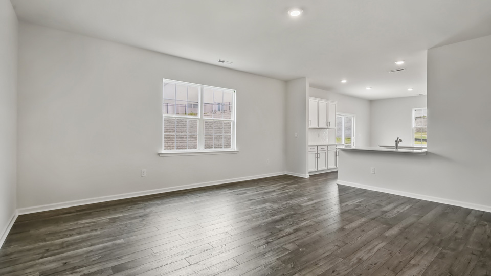 Living area with revwood flooring