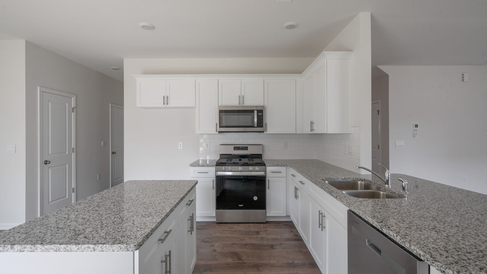 Kitchen with stainless-steel appliances